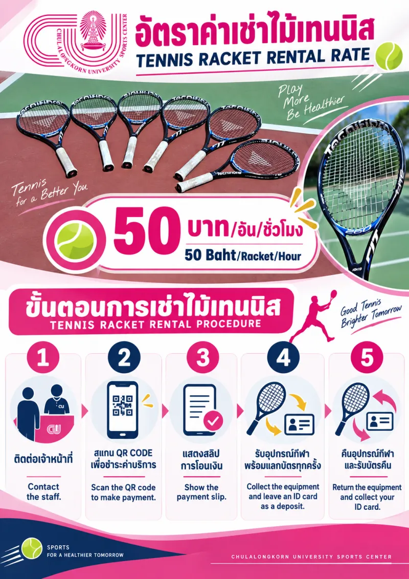 ค่าเช่าไม้เทนนิส  สนามเทนนิส